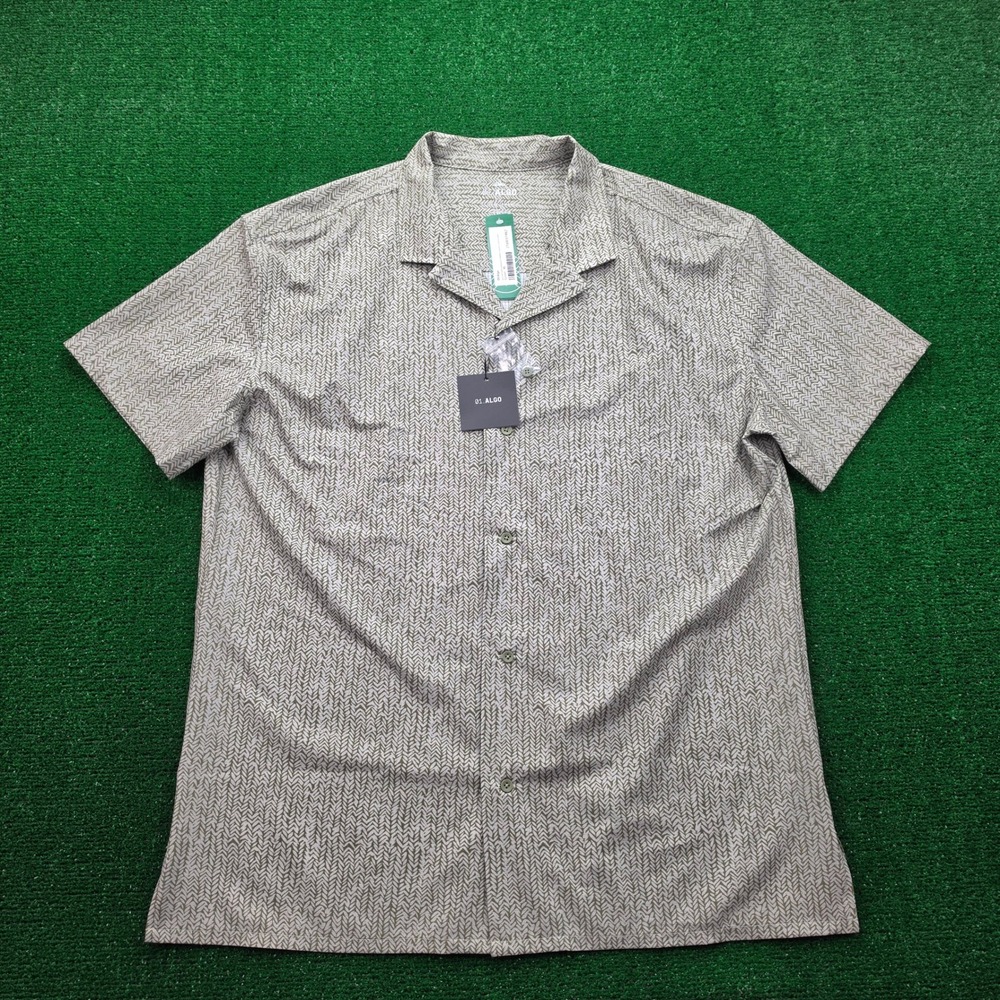01.Algo Performance Resort Shirt Mens XL Olive Green Quick Dry UPF 30+‎ NWT